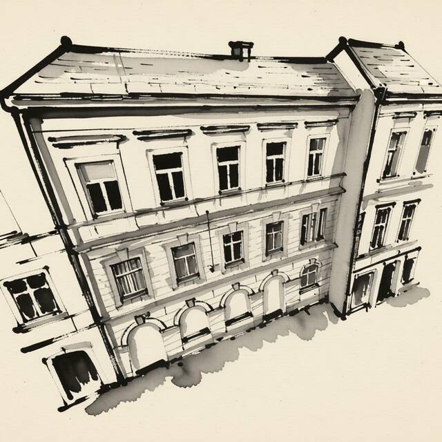 Ilustrační kresba: Black & White Apartment by Multi Flat Hotel Prague