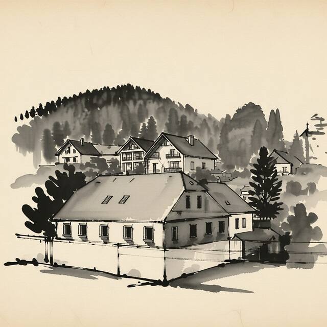 Ilustrační kresba: Pension Dřevák