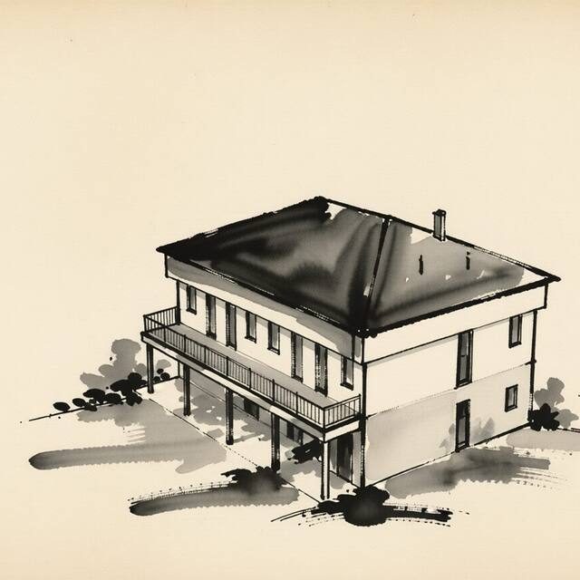 Ilustrační kresba: Penzion u Bláhů