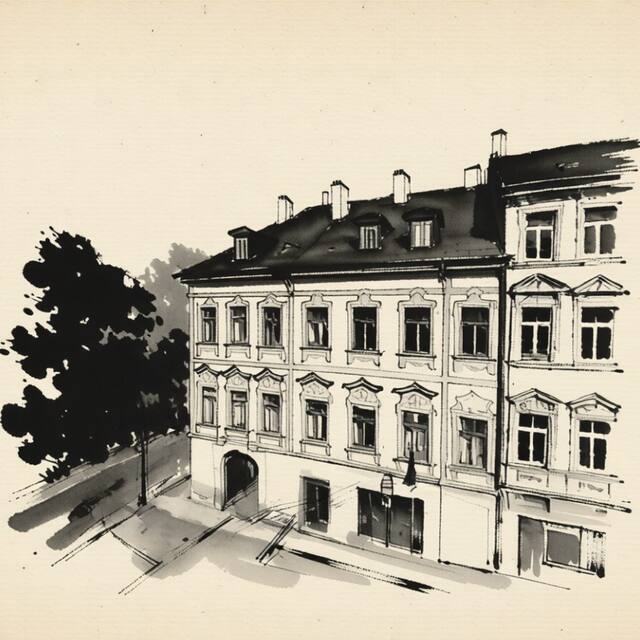 Ilustrační kresba: King's Royal Apartments in City Centre