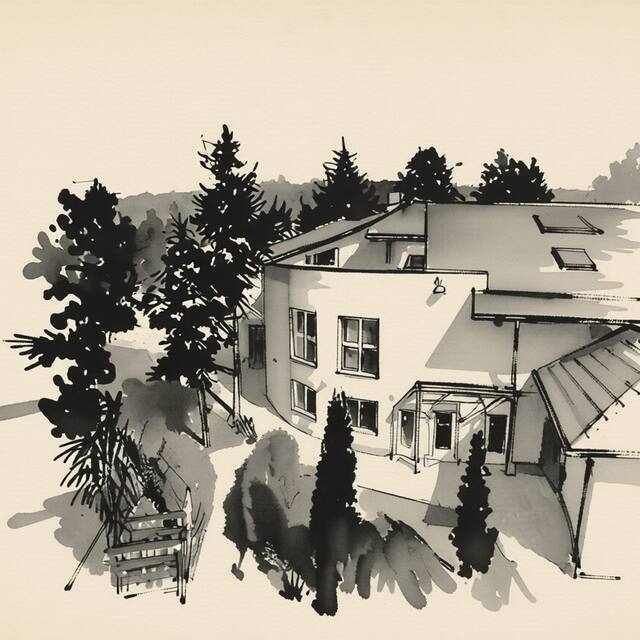 Ilustrační kresba: Hotel Harmonie