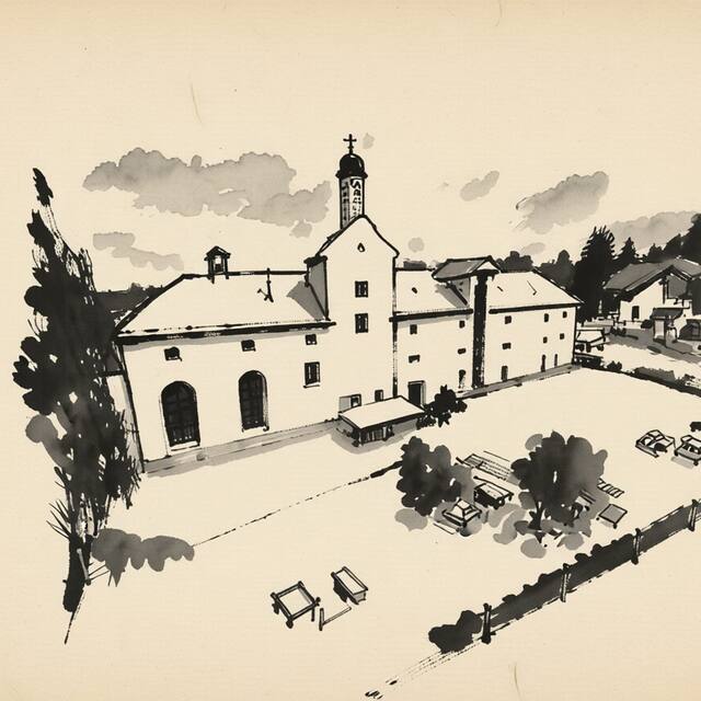 Ilustrační kresba: Zámek Lobeč