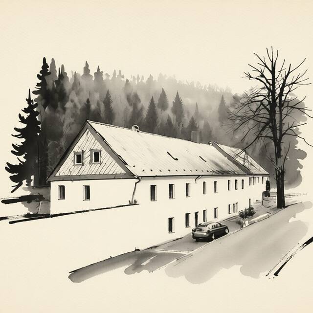 Ilustrační kresba: Chata Olympie