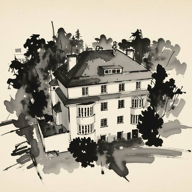 Ilustrační kresba: Hotel Villa Skalník