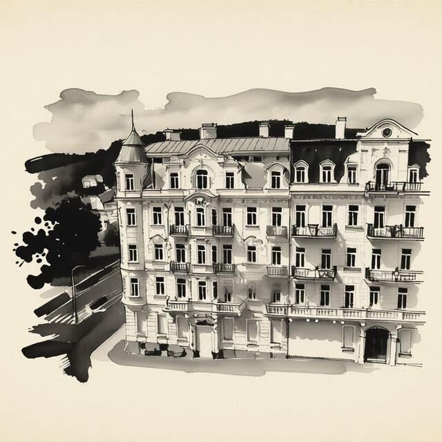 Ilustrační kresba: Hotel Belvedere