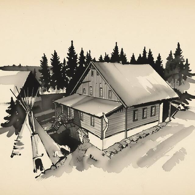 Ilustrační kresba: Penzion U Staré lanovky
