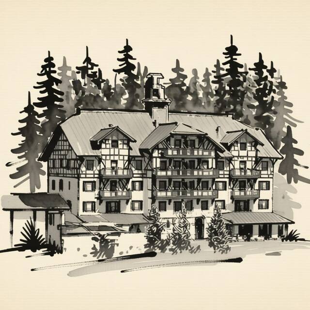 Ilustrační kresba: Hotel Savoy Špindlerův Mlýn
