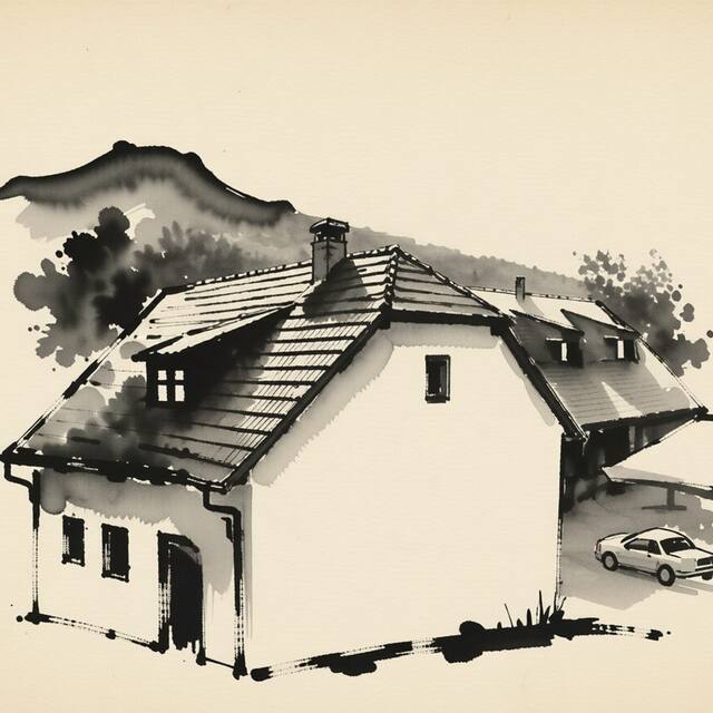Ilustrační kresba: Šindlovská krčma