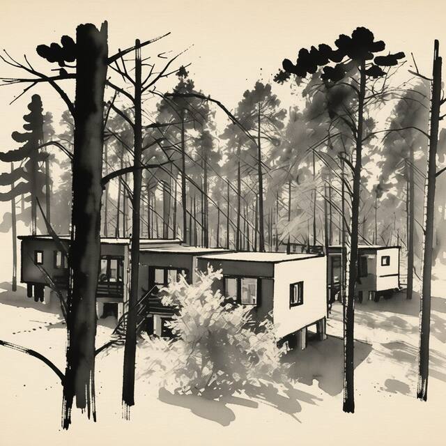 Ilustrační kresba: POHODA - rekreační středisko - Máchovo jezero