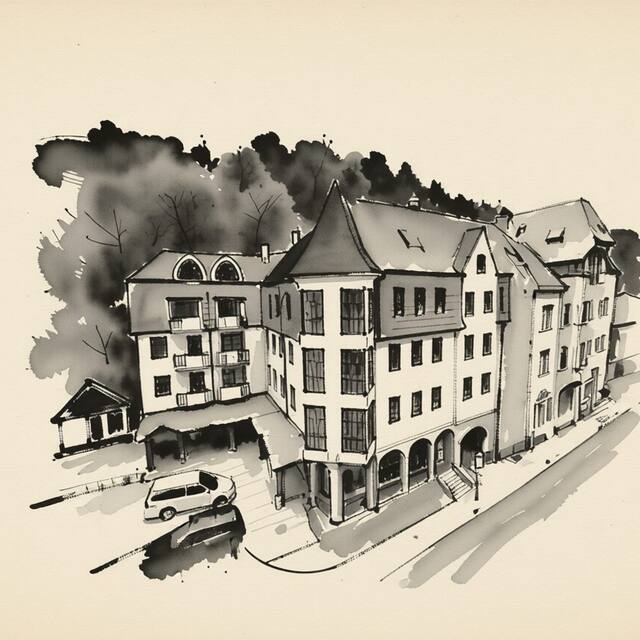 Ilustrační kresba: Hotel Vera