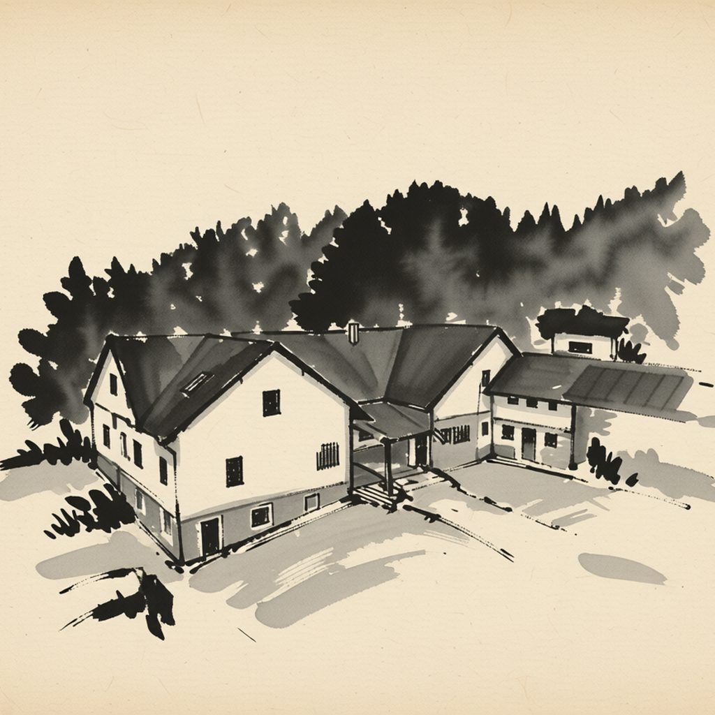 Ilustrační kresba: Penzion Pranty