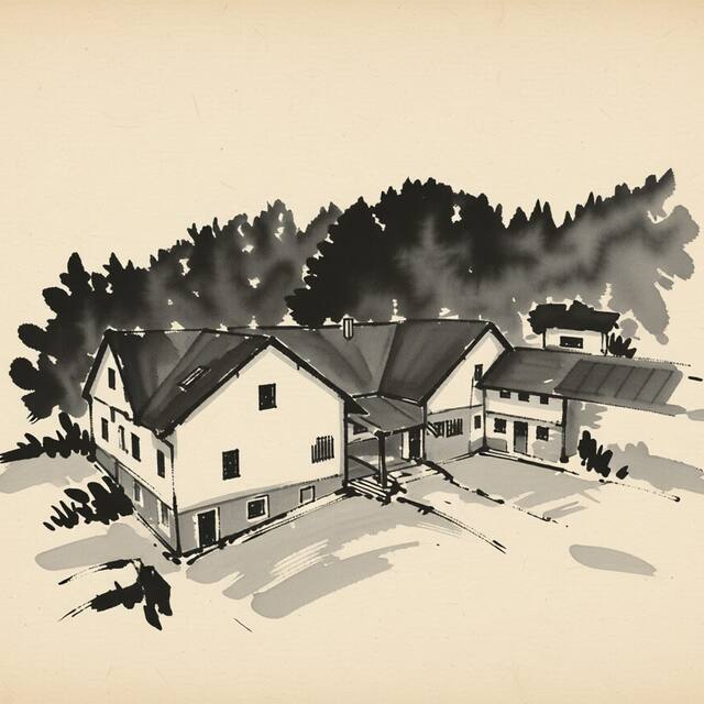 Ilustrační kresba: Penzion Pranty