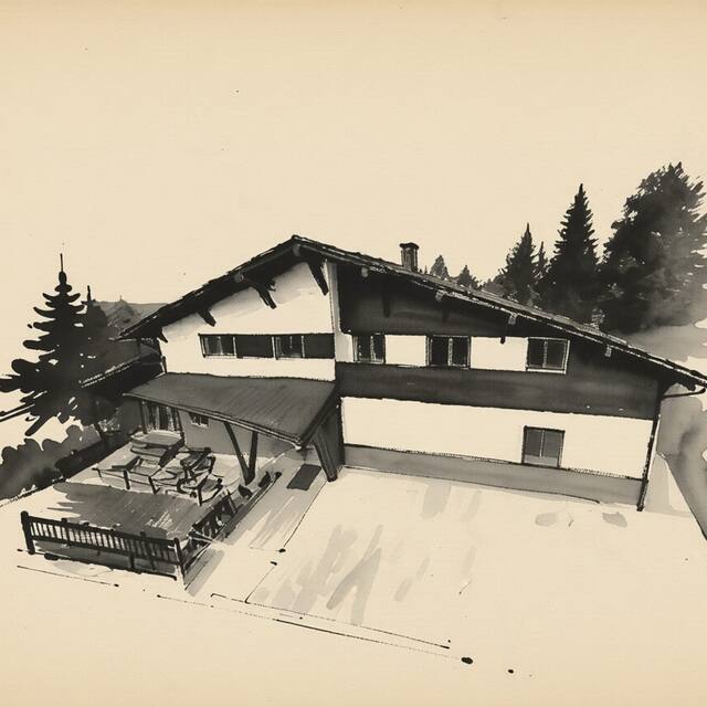 Ilustrační kresba: Penzion na Kopci