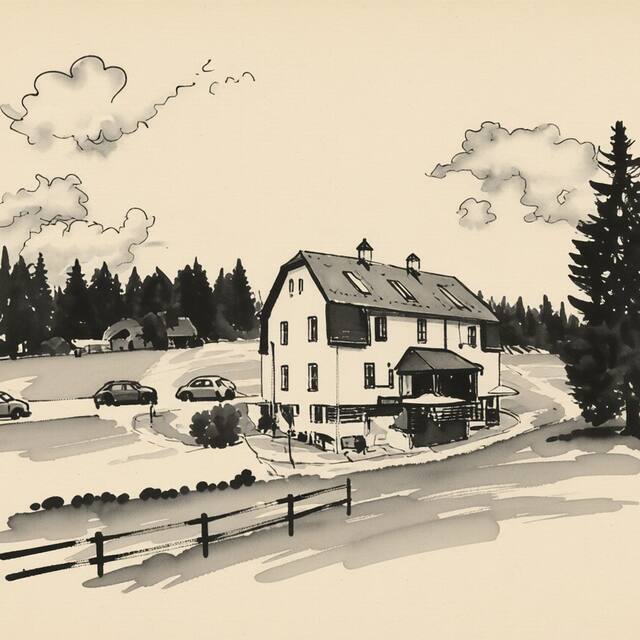 Ilustrační kresba: Horská vila Wander