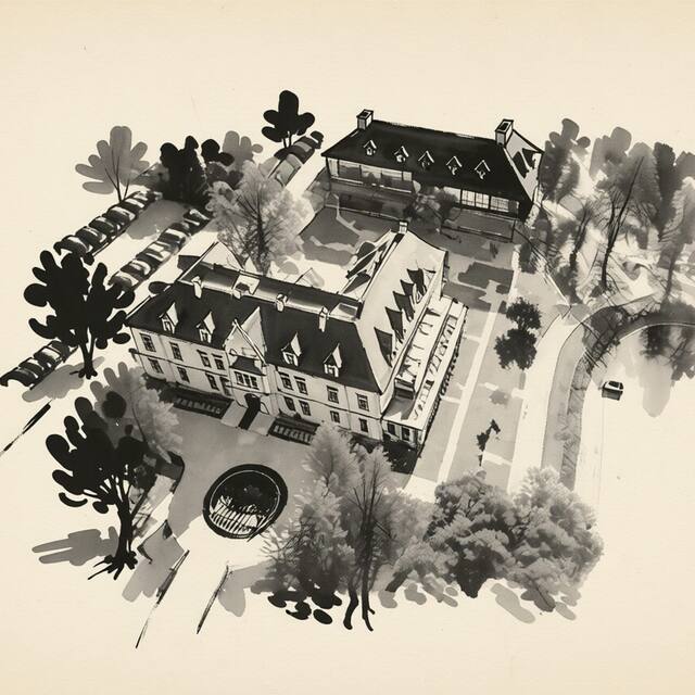 Ilustrační kresba: Zámecký hotel Klein
