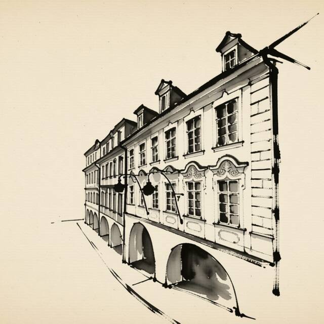 Ilustrační kresba: Three Golden Crowns Apartments