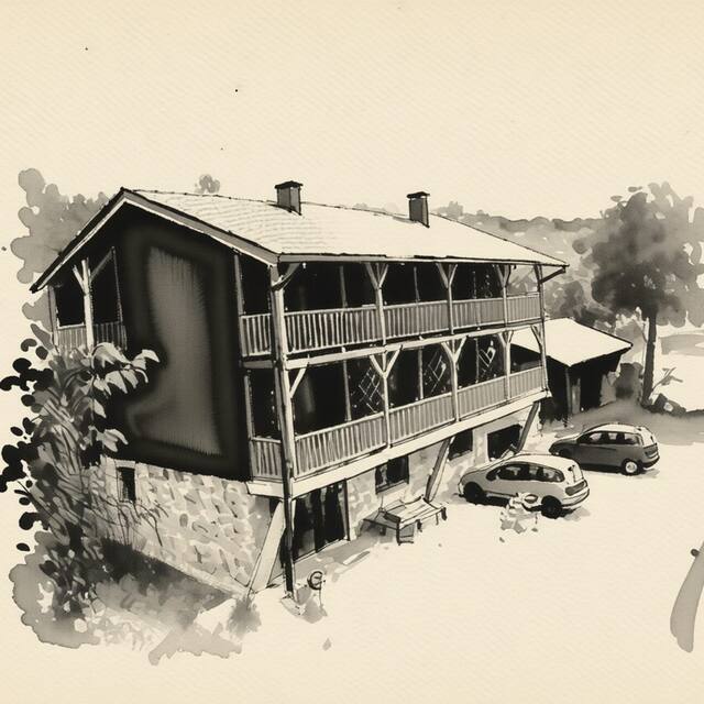 Ilustrační kresba: Penzion Na přehradě