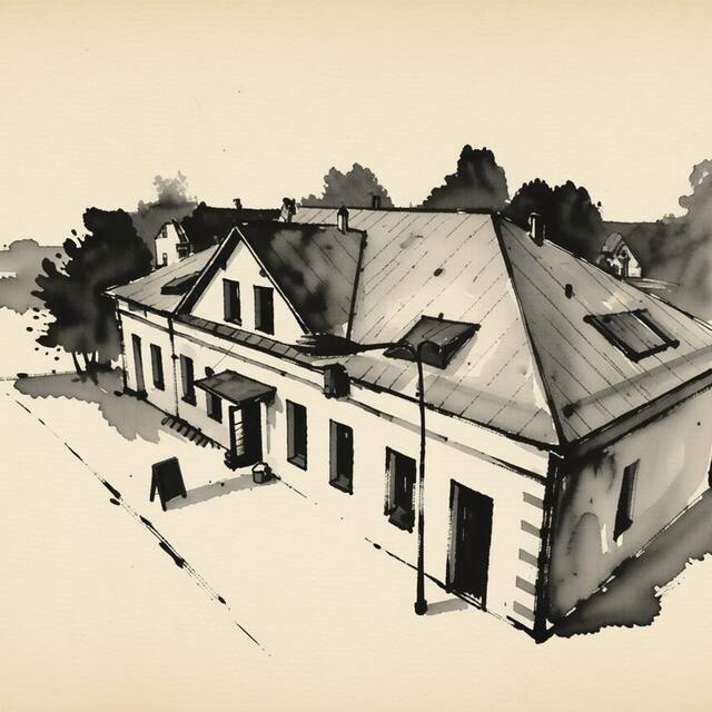 Ilustrační kresba: Penzion Obecní dům