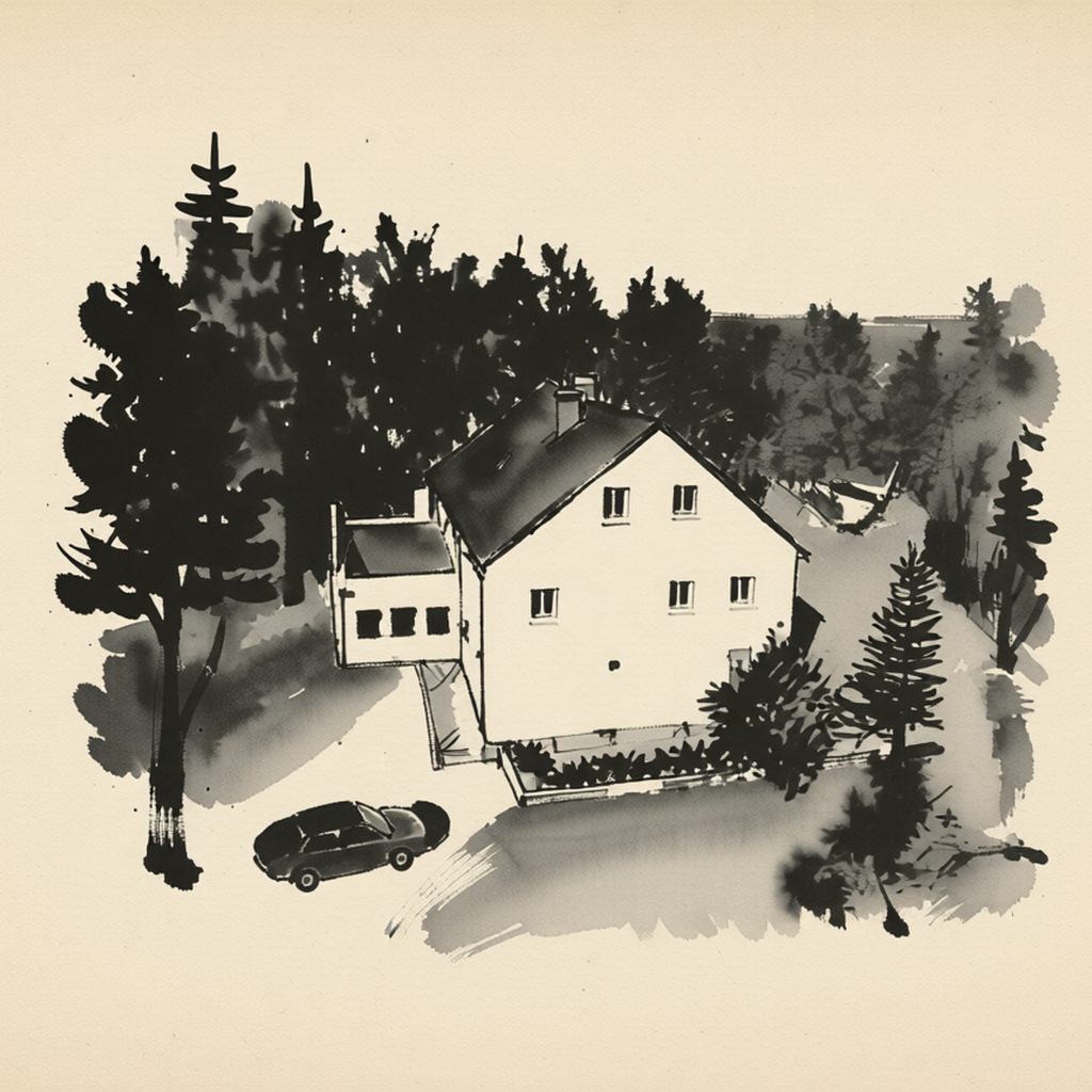 Ilustrační kresba: Penzion Nad jezerem
