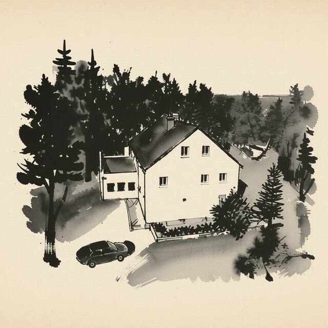Ilustrační kresba: Penzion Nad jezerem