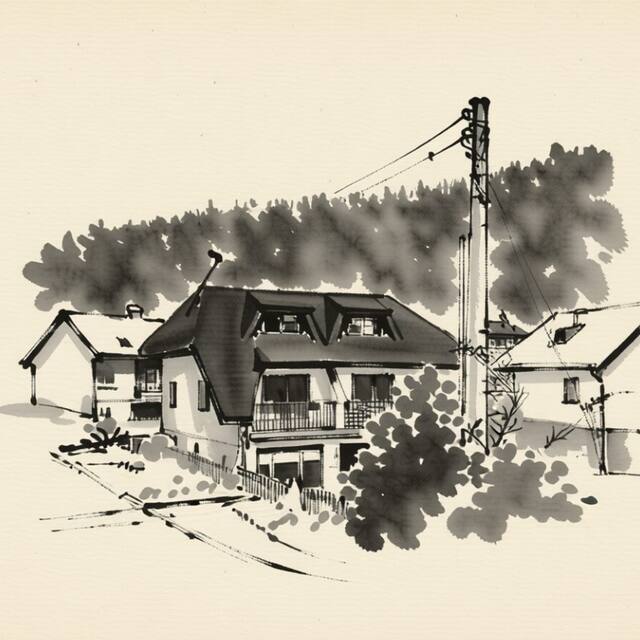 Ilustrační kresba: Penzion Beskyd