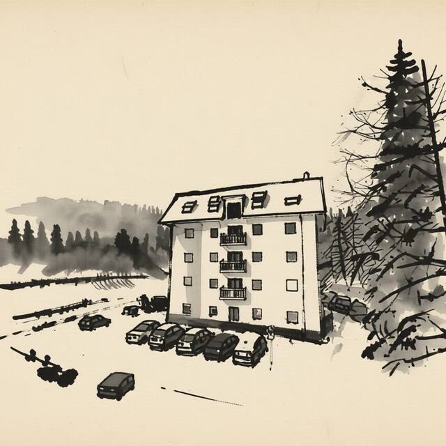 Ilustrační kresba: Horský apartmán Jeseníky