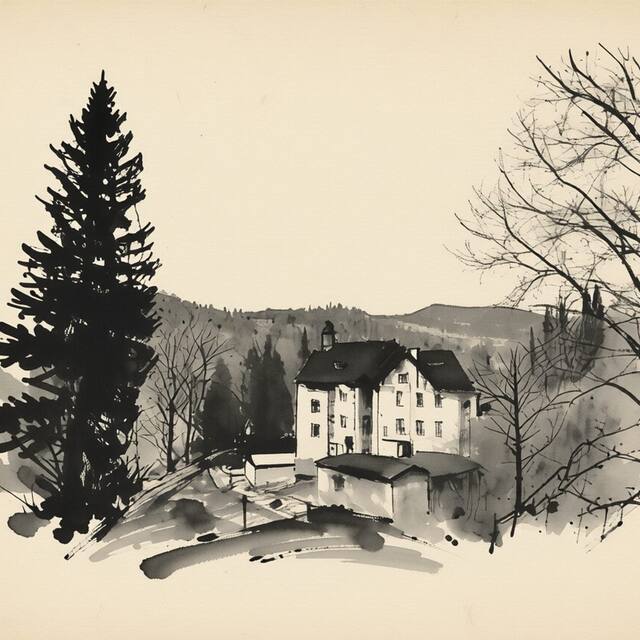 Ilustrační kresba: Wellness hotel Villa Grohmann