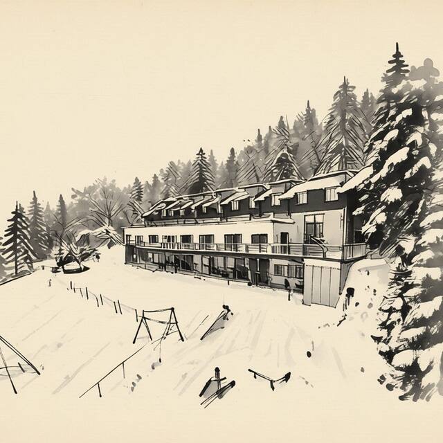 Ilustrační kresba: Hotel Monínec