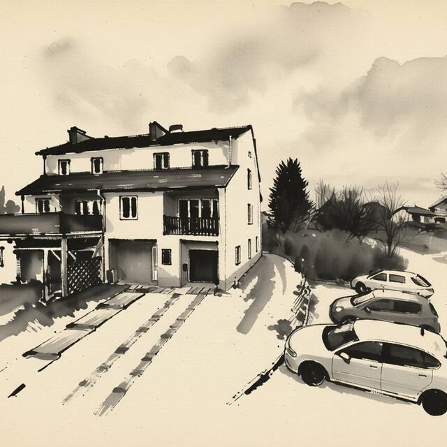 Ilustrační kresba: Apartmán Andy Černá v Pošumaví
