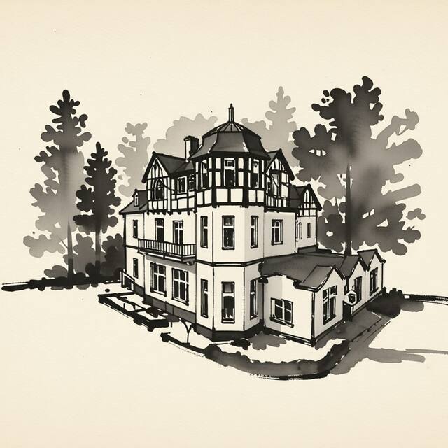 Ilustrační kresba: Hotel Hubertus