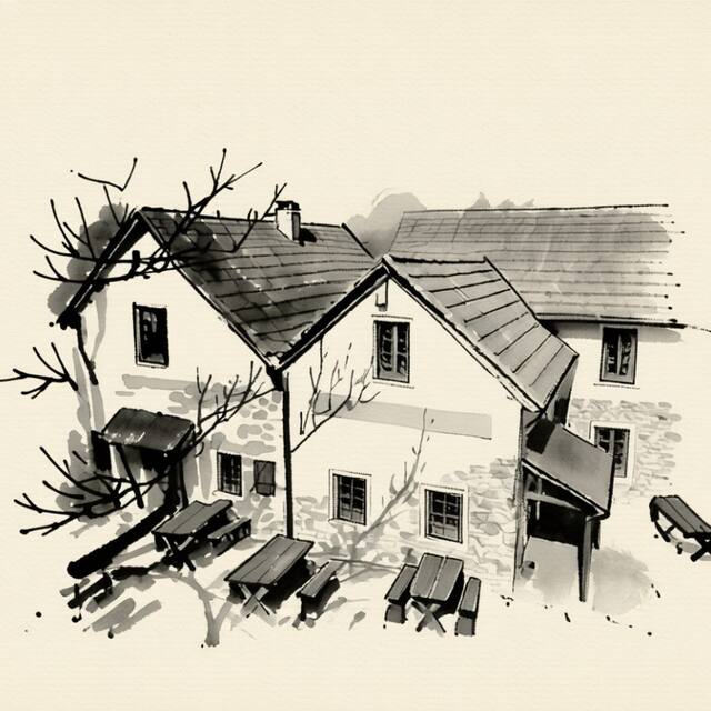 Ilustrační kresba: Restaurace & Penzion U Tří Jasanů