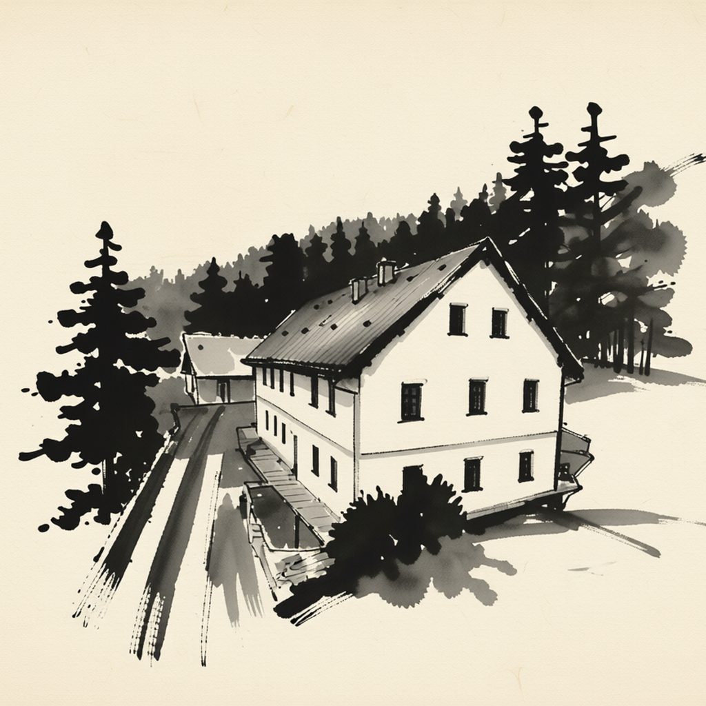 Ilustrační kresba: Hájovna Bukovec