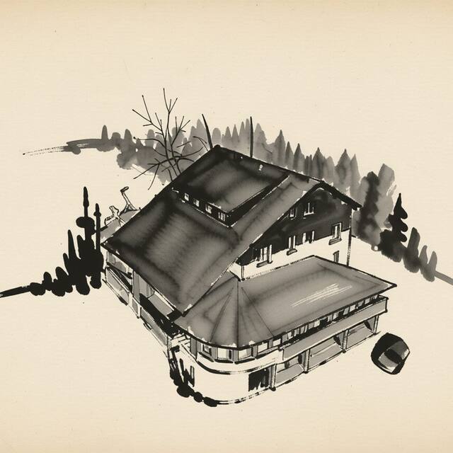 Ilustrační kresba: Penzion Matula