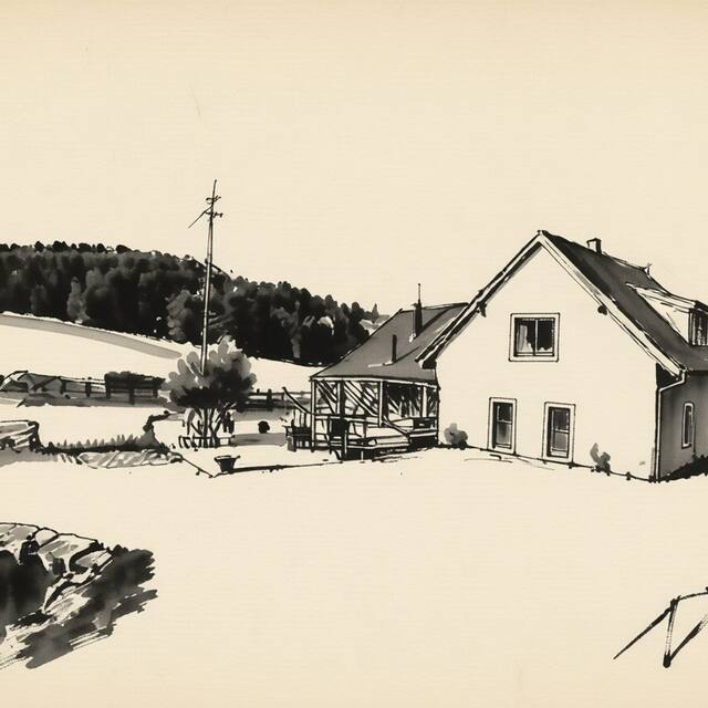Ilustrační kresba: Penzion u Sevcu