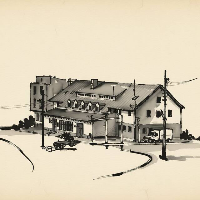 Ilustrační kresba: Hotel Modřín