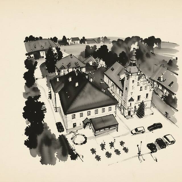 Ilustrační kresba: zámek Kolštejn - hotel Chateau Goldenstein