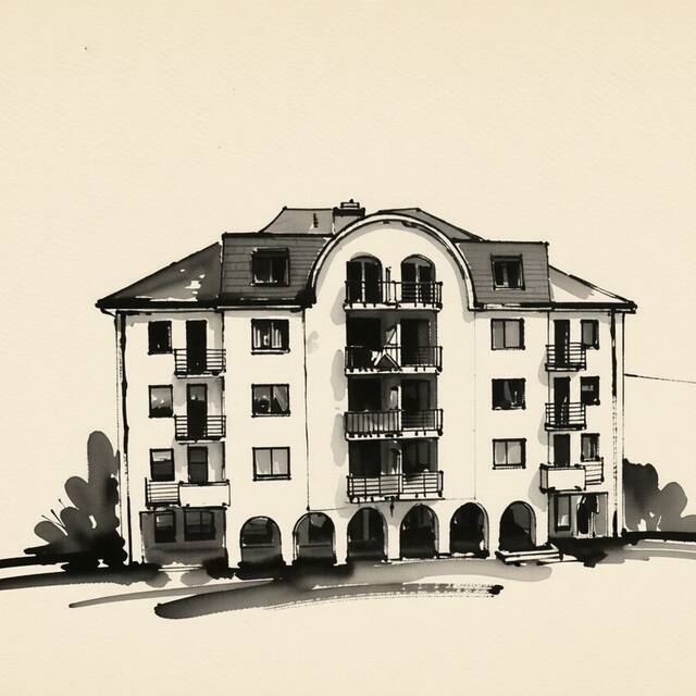 Ilustrační kresba: Apartmán pod Klínovcem
