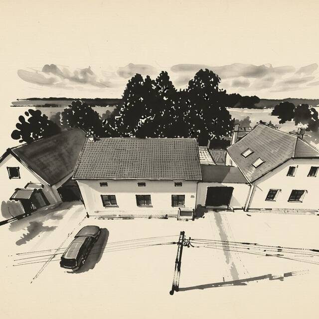 Ilustrační kresba: Ubytování Šárka