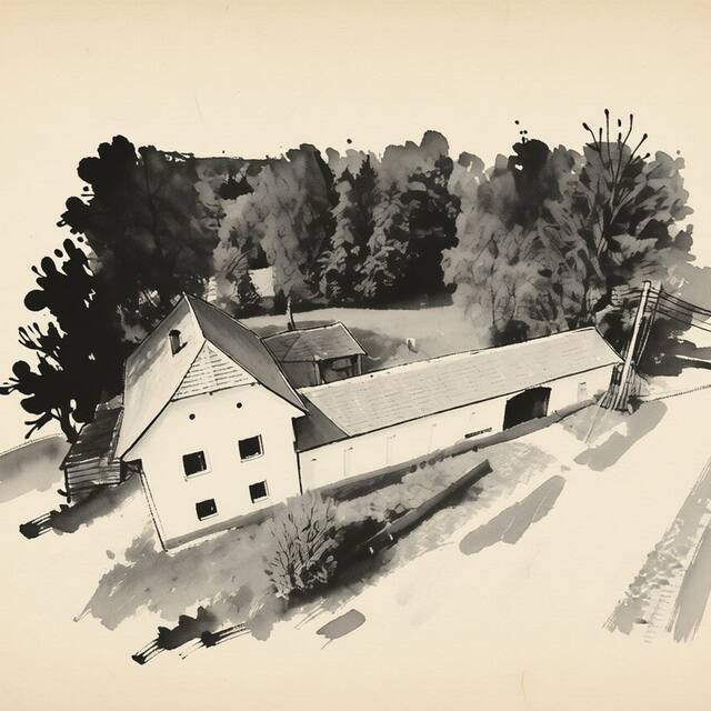Ilustrační kresba: Porčův mlýn