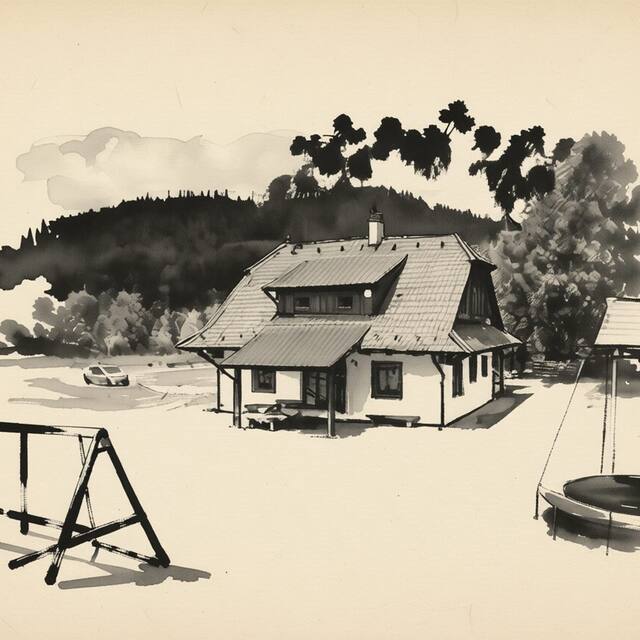 Ilustrační kresba: Valachy chata