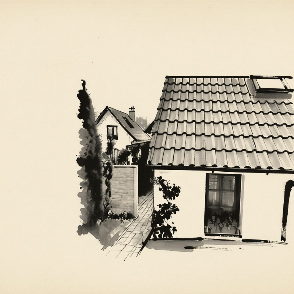 Ilustrační kresba: Ubytování U dvou babiček