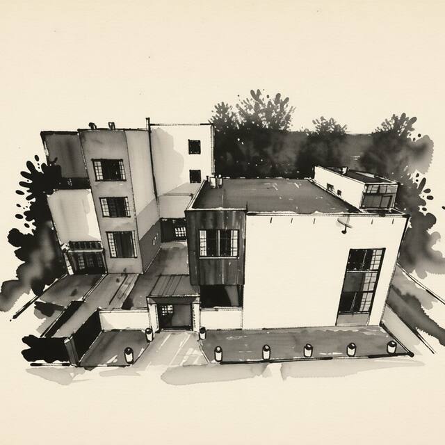Ilustrační kresba: Retro Hotel Garage