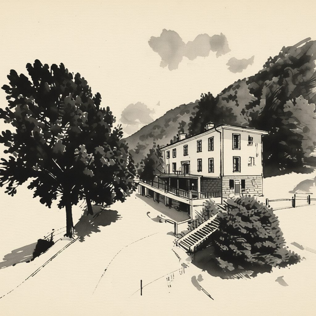 Ilustrační kresba: Hotel Mandát