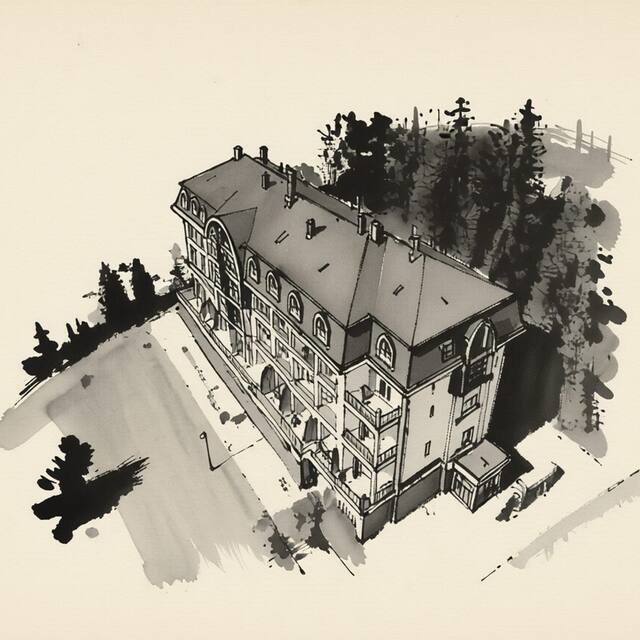 Ilustrační kresba: Lázeňský dům Bezruč