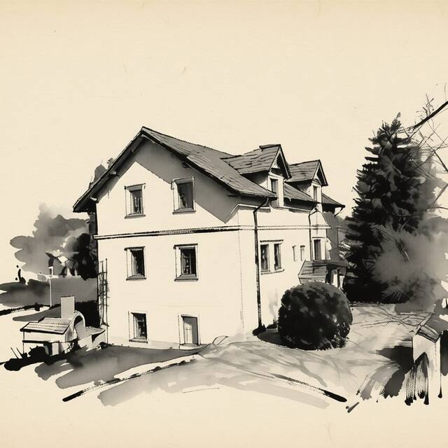 Ilustrační kresba: Pension U Barona Prášila