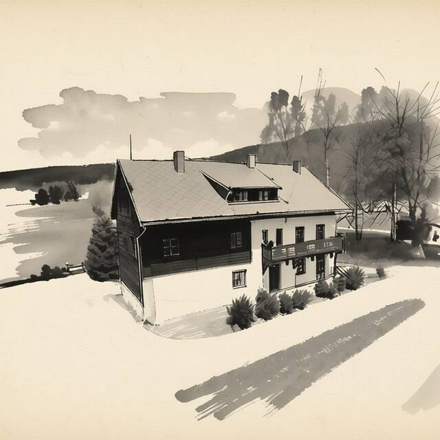 Ilustrační kresba: Penzion Bázum