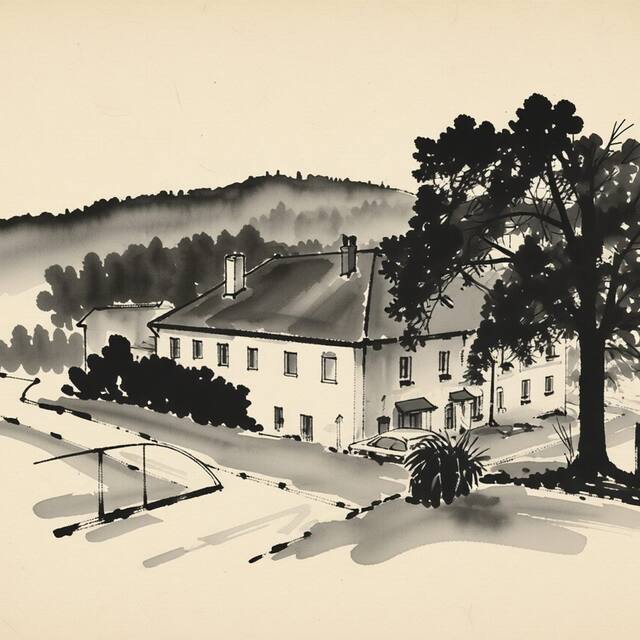 Ilustrační kresba: Ubytování ve Mlýně